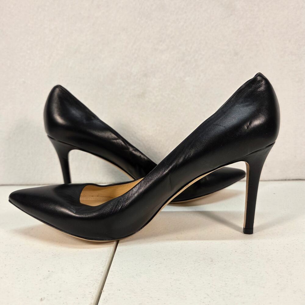 Classic Black Leather Pointed-Toe Stiletto Pumps
